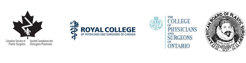 Logos of Canadian Society of Plastic Surgeons, Royal College of Physicians and Surgeons of Canada and College of Physicians and Surgeons of Ontario.